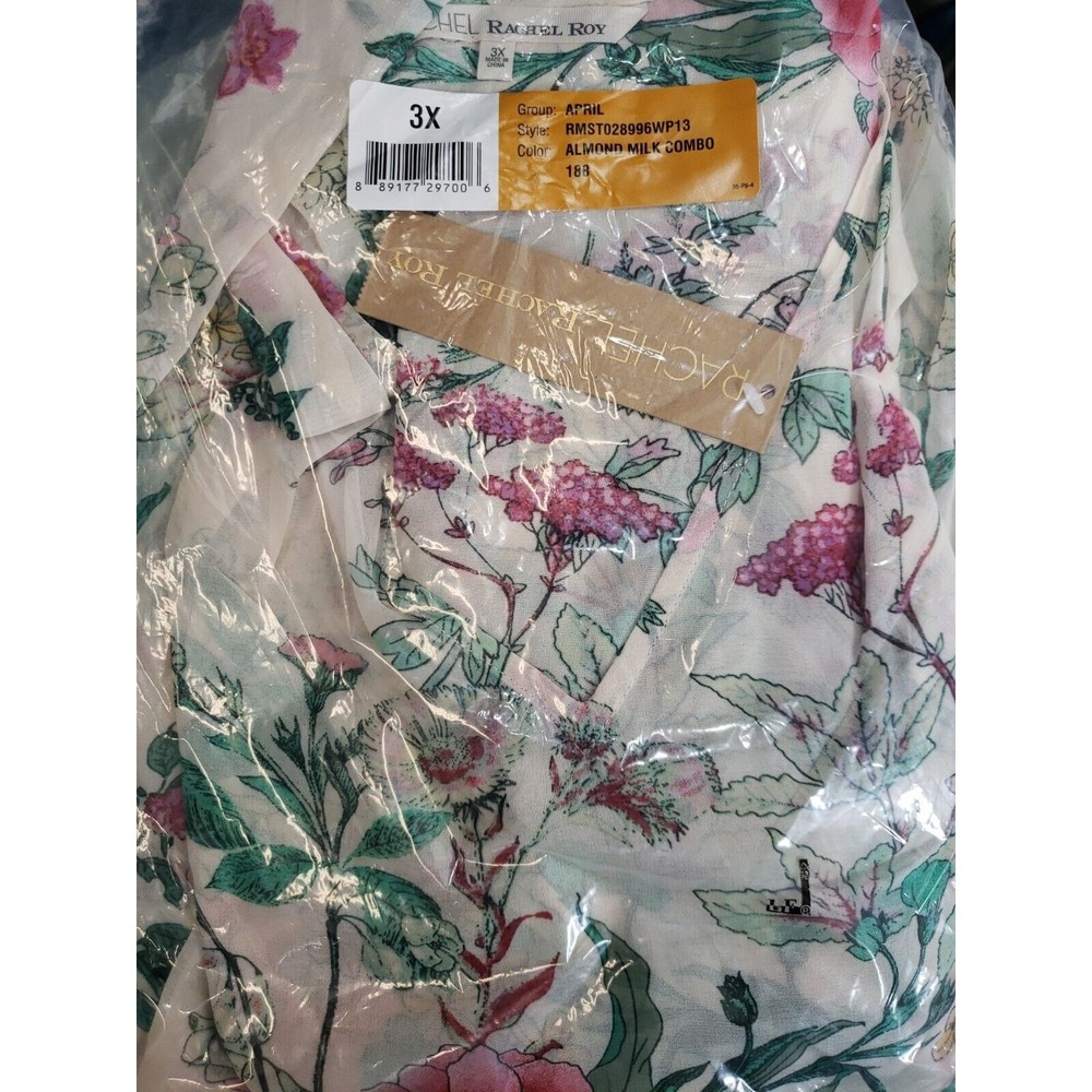Rachel Rachel Roy top Floral Womens 3X flutter sleeves NEW